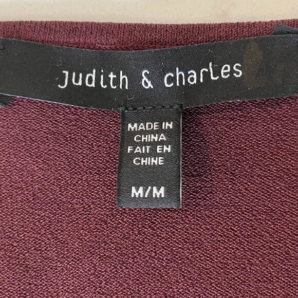 Judith & Charles LS V Neck Knit Viscose Poly Blend Top Burgundy/Wine Sz M - Picture 6 of 9
